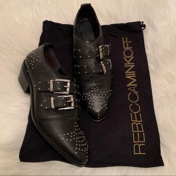 Rebecca Minkoff Studded Leather Black Booties 7.5 - Picture 11 of 14